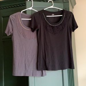 Two Loft Embellished Shirts